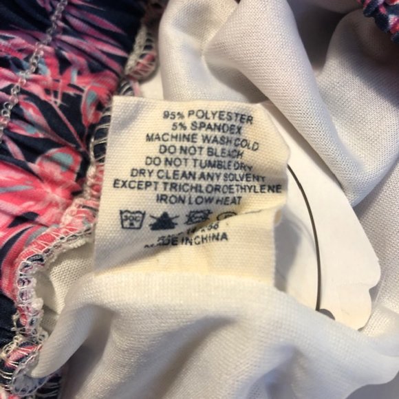 Sz M Simply Southern Turtle PomPom Tassels Lined Navy Blue & Pink Palms Shorts - Picture 11 of 11